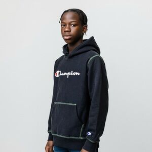 ✨ 5 for $25 ✨ Champion Black Pullover Hoodie Sweatshirt with Green Stitch